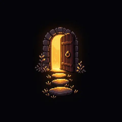 Ícone em pixel art da seção Comece aqui. Imagem gerada por inteligência artificial.